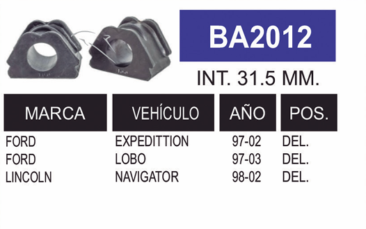 Imagen de BA2012 GOMAS DE BARRA FORD DEL. LOBO, EXPEDITION 97-0