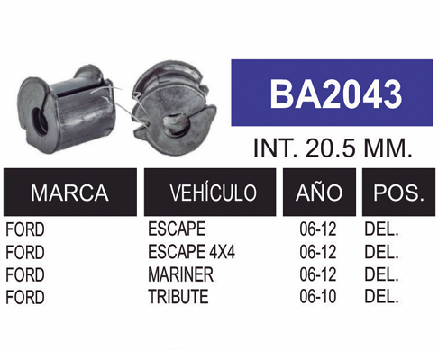 Imagen de BA2043 GOMAS DE BARRA FORD DEL. ESCAPE 06-10, 4X4 06