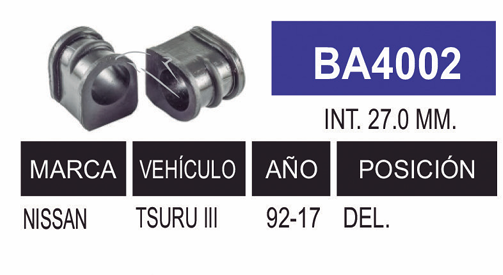 Imagen de BA4002 GOMAS DE BARRA NISSAN INF TSURU III 93-15
