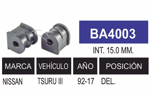 Imagen de BA4003 GOMAS BARRA NISSAN INT. TSURU III 92-15
