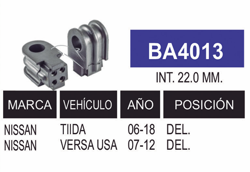 Imagen de BA4013 GOMAS DE BARRA NOISSAN INT TIIDA 06-13 VERSA