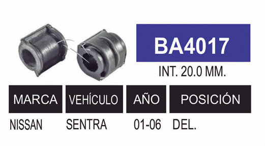 Imagen de BA4017 GOMAS DE BARRA NISSAN DEL SENTRA 01-06 20MM