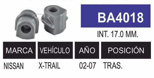 Imagen de BA4018 GOMAS DE BARRA NISSAN TRAS. X-TRAIL 02-07