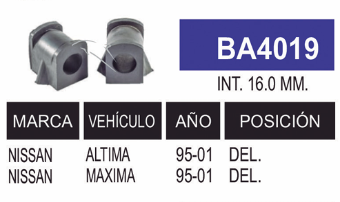 Imagen de BA4019 GOMAS DE BARRA NISSAN DEL. ALTIMA, MAXIMA 95