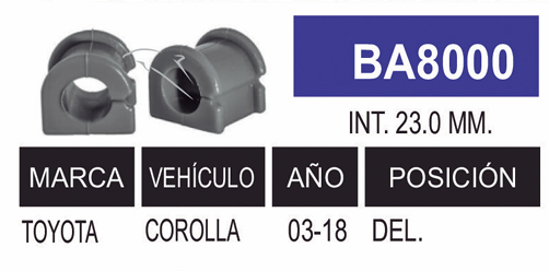 Imagen de BA8000 GOMAS DE BARRA TOYOTA DEL. COROLLA 03-08