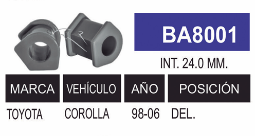 Imagen de BA8001 GOMAS DE BARRA TOYOTA DEL COROLLA 98-06