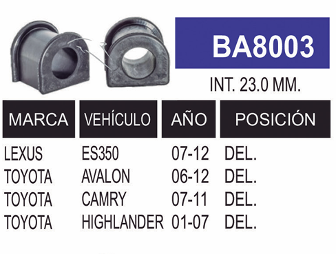 Imagen de BA8003 GOMAS DE BARRA TOYOTA DEL. CAMRY 07-11