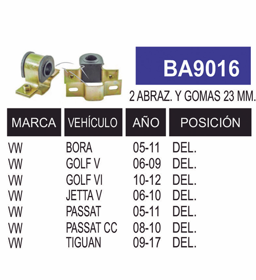 Imagen de BA9016 GOMAS DE BARRA BORA 06-10