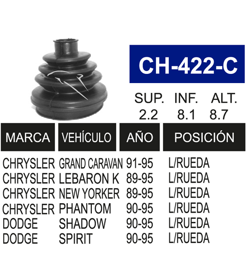 Imagen de CH-422-C MACHETA  L/R  IZQ.DER.  90-95  SPIRIT LINE