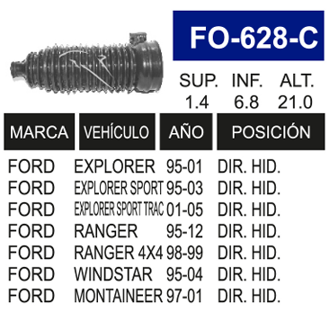 Imagen de FO-628-C MACHETA DE DIRECCION IZQ. DER. RANGER, EXPLORER 96
