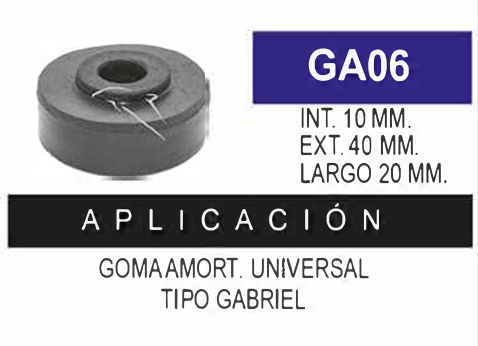 Imagen de GA06 GOMA AMORTIGUADOR UNIVERSAL TIPO GABRIEL