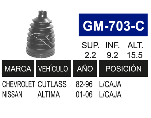 Imagen de GM-703-C MACHETA L/C IZQ. Y DER.  CUTLASS 87-90