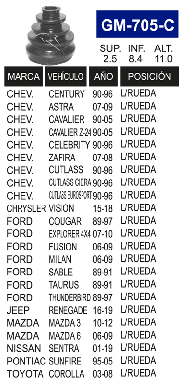 Imagen de GM-705-C MACHETA L/R IZQ. Y DER. CAVALIER, Z24
