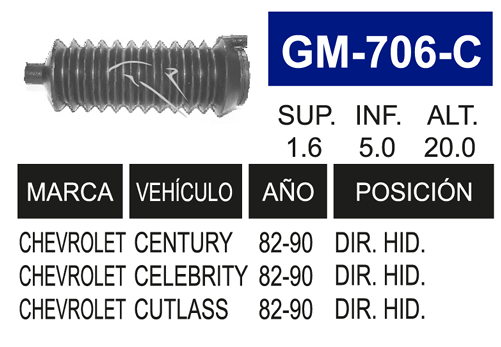 Imagen de GM-706-C MACHETA  DIRECCION HIDRAULICA CUTLASS CENTURY 92-96