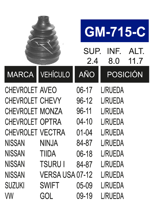 Imagen de GM-715-C MACHETA L/R  CHEVY, MONZA  94-10