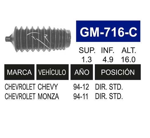 Imagen de GM-716-C MACHETA DE DIRECCION STD. IZQ. DER. CHEVY, MONZA