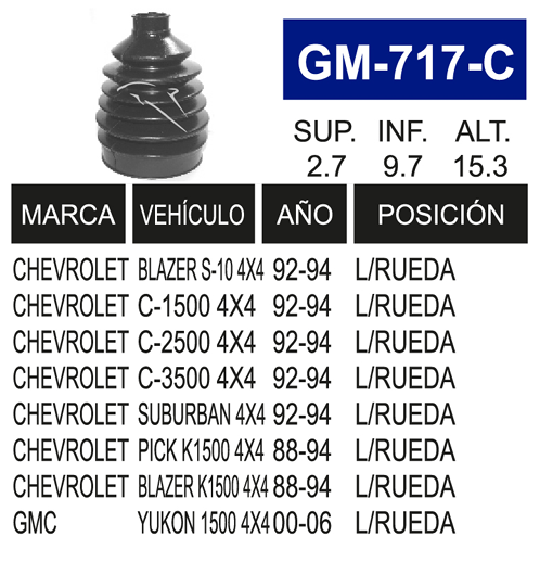 Imagen de GM-717-C MACHETA L/R BLAZER 97-00, PICK UP 00-10