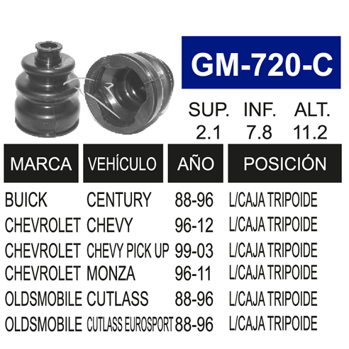 Imagen de GM-720-C MACHETA L/C CHEVY, MONZA TRIPOIDE 00-10