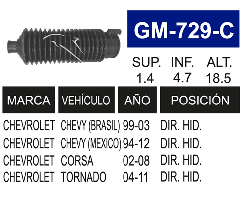 Imagen de GM-729-C MACHETA DIRECCION HIDRAULICA IZQ. Y DER. CHEVY 04-10