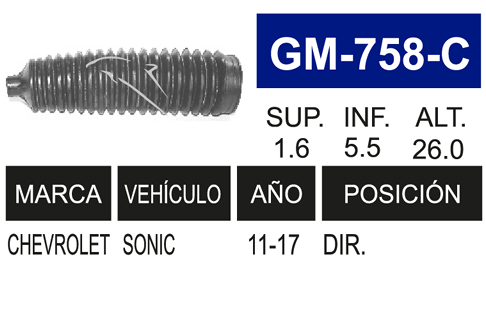 Imagen de GM-758-C MACHETA DE DIRECCION HIDRAULICA IZQ. Y DER SONIC