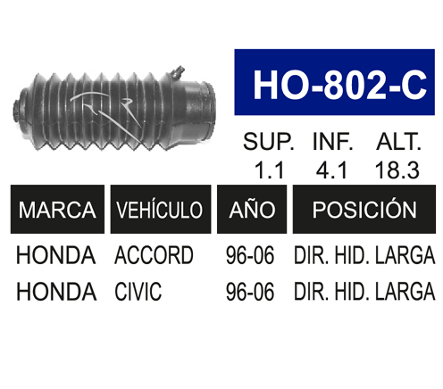 Imagen de HO-802-C MACHETA DIRECCION HIDRAULICA CIVIC ACCORD 97-06 LARGO