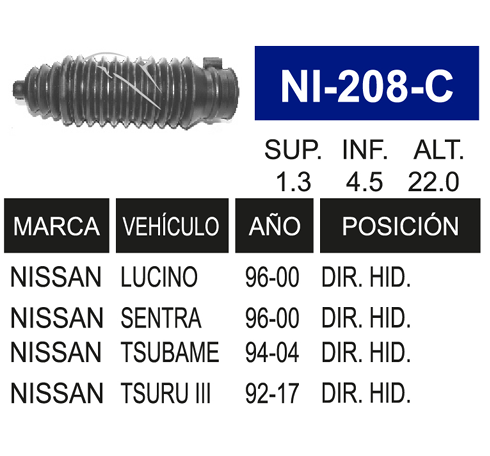Imagen de NI-208-C MACHETA DIRECCION HIDRAULICA IZQ Y DERTSURU III
