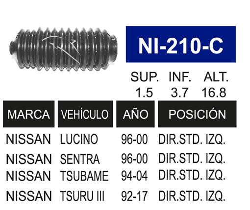 Imagen de NI-210-C MACHETA. DIRECCION STD. DER.. TSURU III 96-05