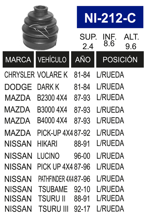 Imagen de NI-212-C MACHETA L/R IZQ Y DER TSURU III TSUBAME