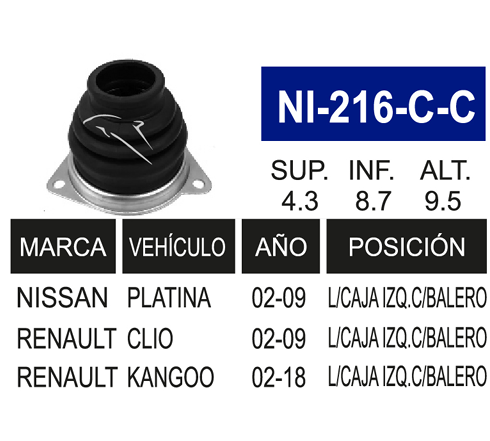 Imagen de NI-216-C MACHETA. L/C IZQ. Y DER. STD. PLATINA 02-08