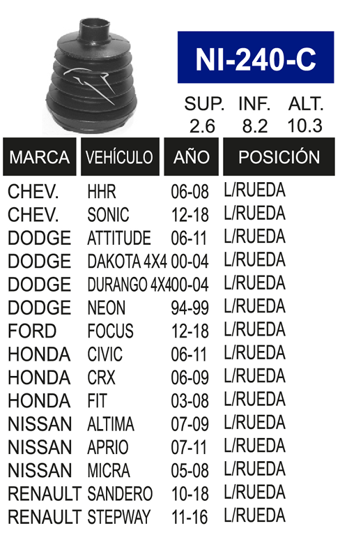 Imagen de NI-240-C MACHETA L/R IZQ. Y DER. APRIO 07-10