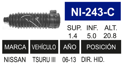 Imagen de NI-243-C MACHETA DIRECCION HIDRAULICA IZQ. Y DER. TSURU III 06