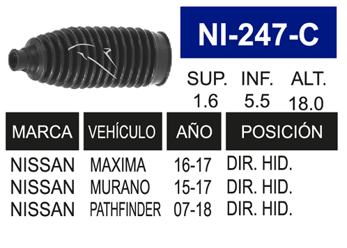 Imagen de NI-247-C MACHETA DIRECCION HIDRAULICA IZQ Y DER ALTIMA