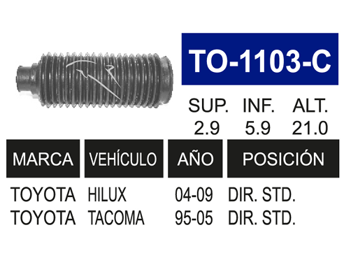 Imagen de TO-1103-C MACHETA DIRECCION IZQ. DER. TACOMA 98-09