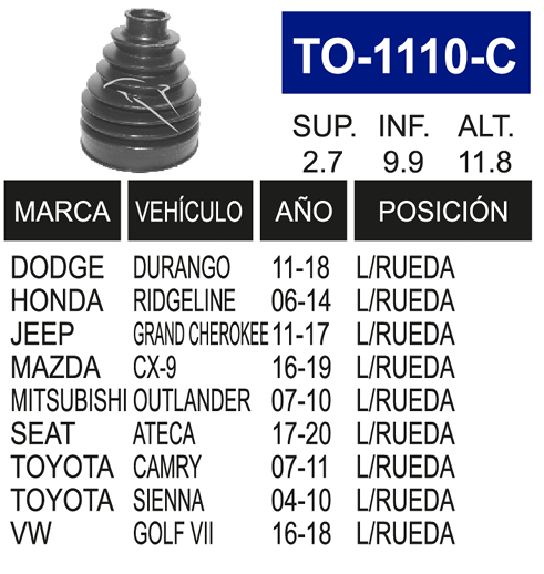 Imagen de TO-1110-C MACHETA L/R SIENNA 04-10