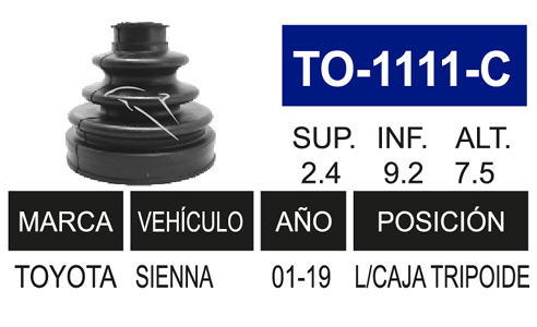 Imagen de TO-1111-C MACHETA L/C  IZQ. DER. SIENNA 11-16