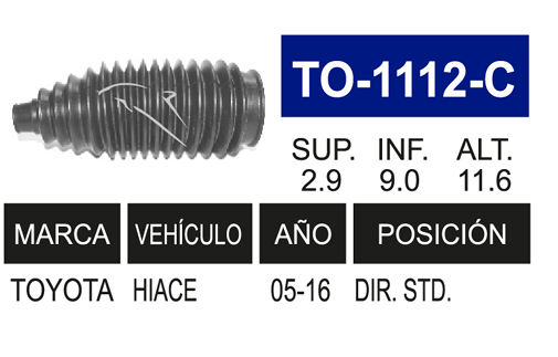 Imagen de TO-1112-C MACHETA DIRECCION STD HIACE 05-16