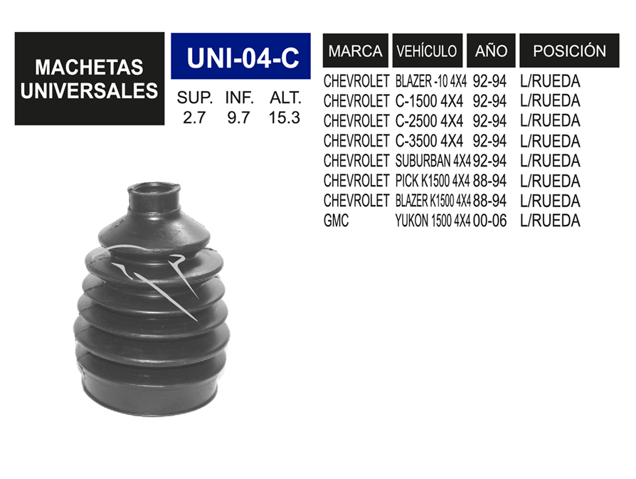 Imagen de UNI-04-C MACHETA UNIVERSAL EXTRA GRANDE (G-717)