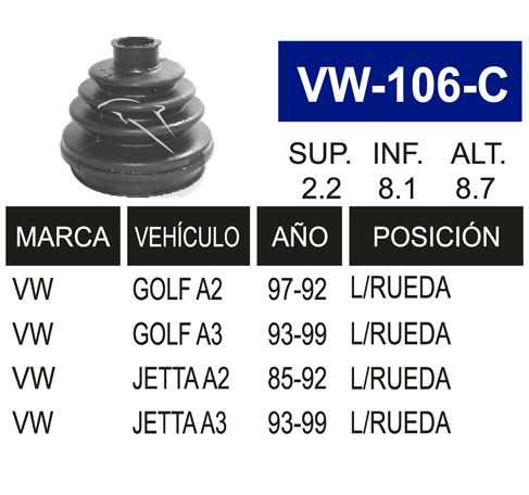 Imagen de VW-106-C MACHETA L/R  IZQ. DER. GOLF,JETTA 87-92
