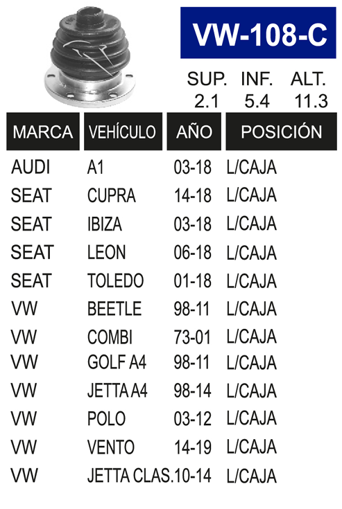 Imagen de VW-108-C MACHETA L/C IZQ. DER COMBI  70-01