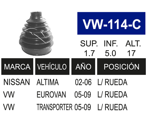 Imagen de VW-114-C MACHETA L/R  IZQ. DER. EUROVAN 00-09