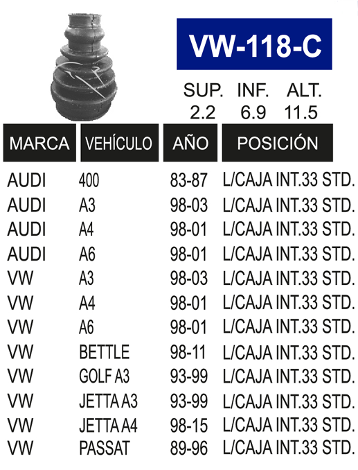 Imagen de VW-118-C MACHETA L/CAJA BEETLE  IZQ. STD. 98-05