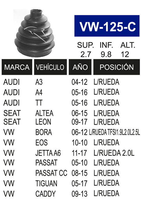 Imagen de VW-125-C MACHETA L/R BORA IZQ Y DER 08-10