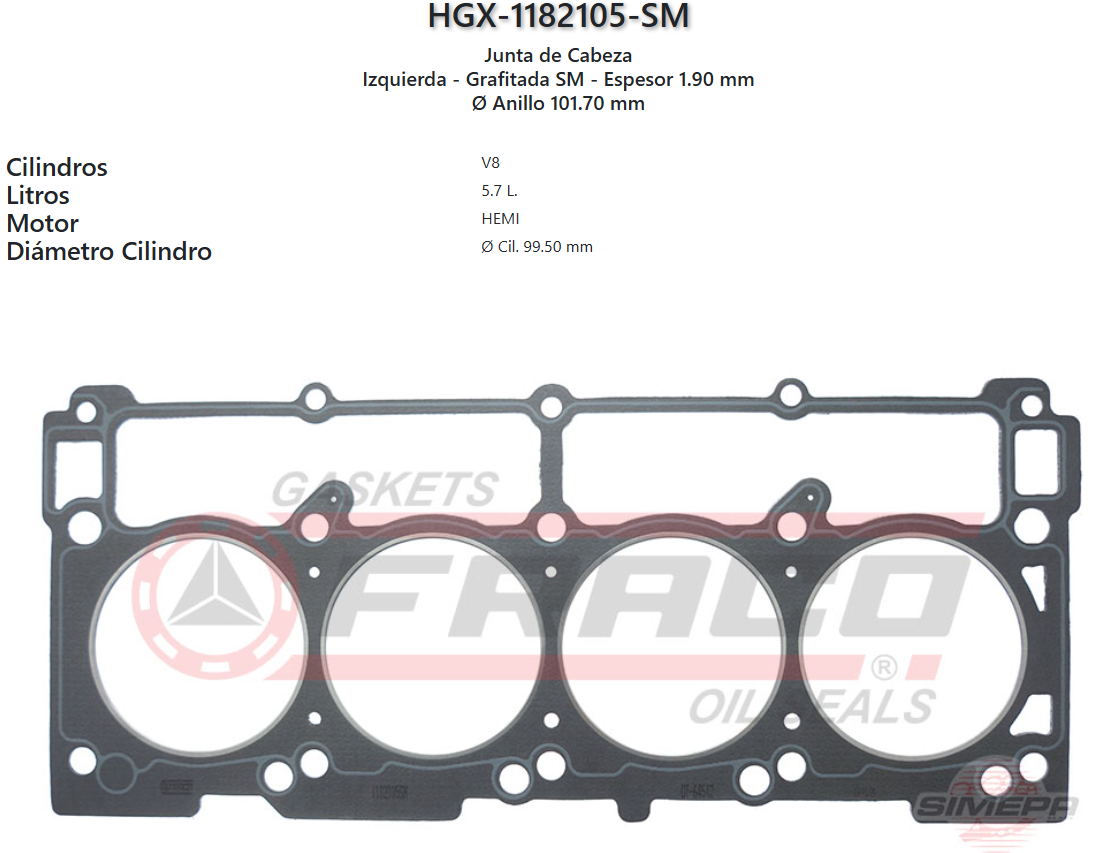 Imagen de HGX-1182105SM EMP CAB CHRYSLER HEMI 5.7 LT
