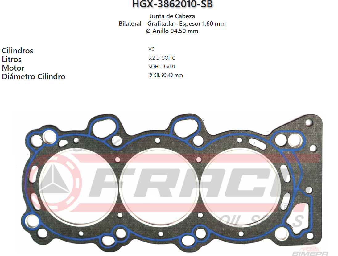 Imagen de HGX-3862010SB ISUZU SOHC 24 V.  RODEO 92/95