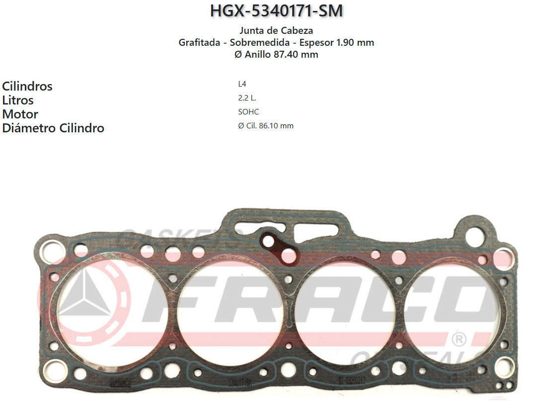 Imagen de HGX-5340171SM J. CAB. MAZDA B-2000, 626 F8 2 mm