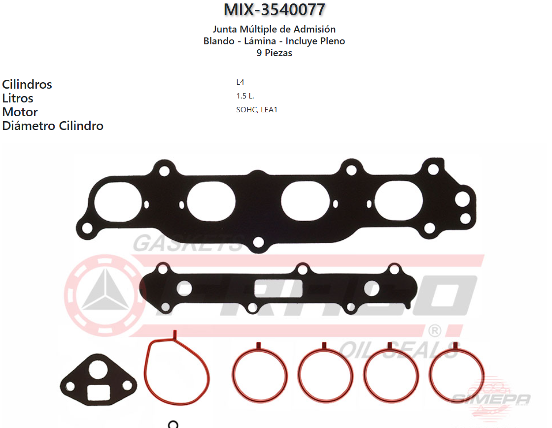 Imagen de MIX-3540077 Honda 4L,16V,Sohc,Fit,City 09/15,