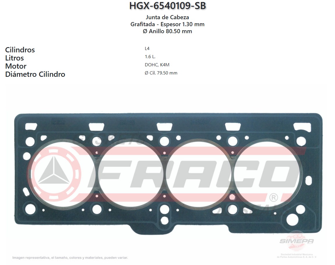 Imagen de HGX-6540109SB EMP. CAB. NISSAN PLATINA  Motor