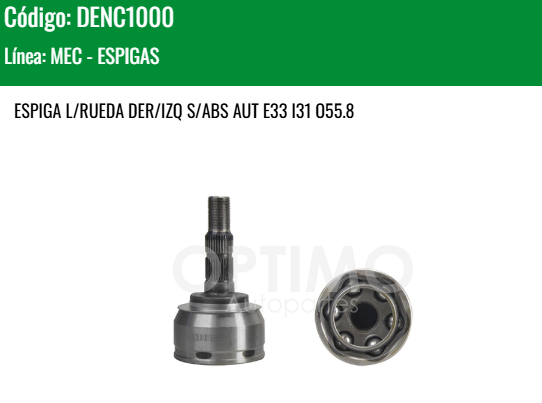 Imagen de DENC1000 ESPIGA L/RUEDA DER/IZQ S/ABS AUT CHEVROLET CRUZE 1.8L10-15 EXT 33 INT 31