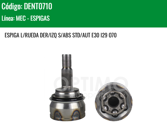 Imagen de DENT0710 ESPIGA L/R DER/IZQ S/ABS STD/AUT TOYOTA HILUX 2WD 4WD 2.7L 2.8L 16-25 EXT 30 INT 29