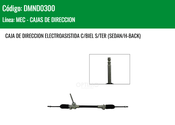 Imagen de DMND0300 CREMALLERA ELECTROASISTIDA C/BIEL S/TER HYUNDAI GRAND I-10 1.2L 15-25 SEDAN HATCHBACK